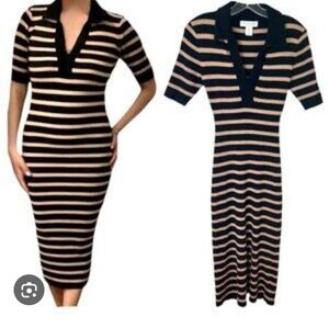Caroline Constas New York Striped Midi Length Crochet Dress Size X-Small
